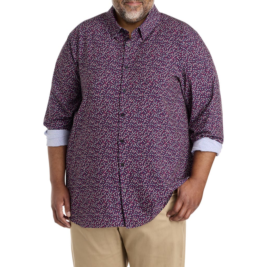 Perry Ellis Big & Tall Micro Floral Patterned Sport Shirt in Zinfandel  product