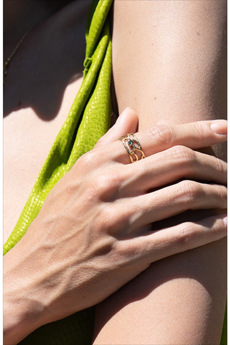 Verdant Whisper Ring, Alternate, color, Gold & Green