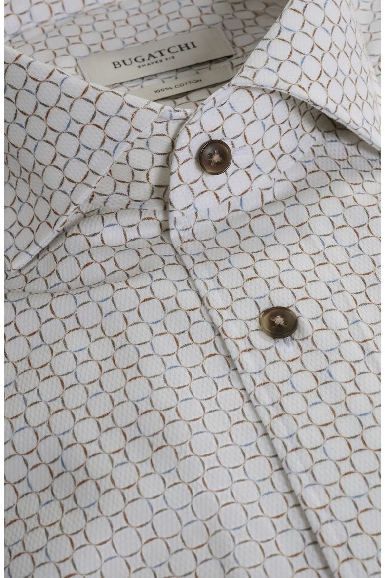 Alvin Shaped Fit Geo Print Button-Up Shirt, Alternate, color, CHALK