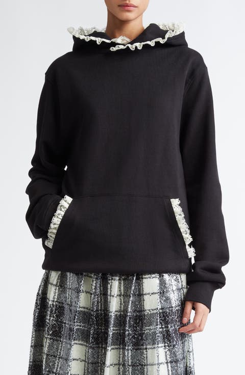 Gender Inclusive Becky Lace Trim Cotton Hoodie