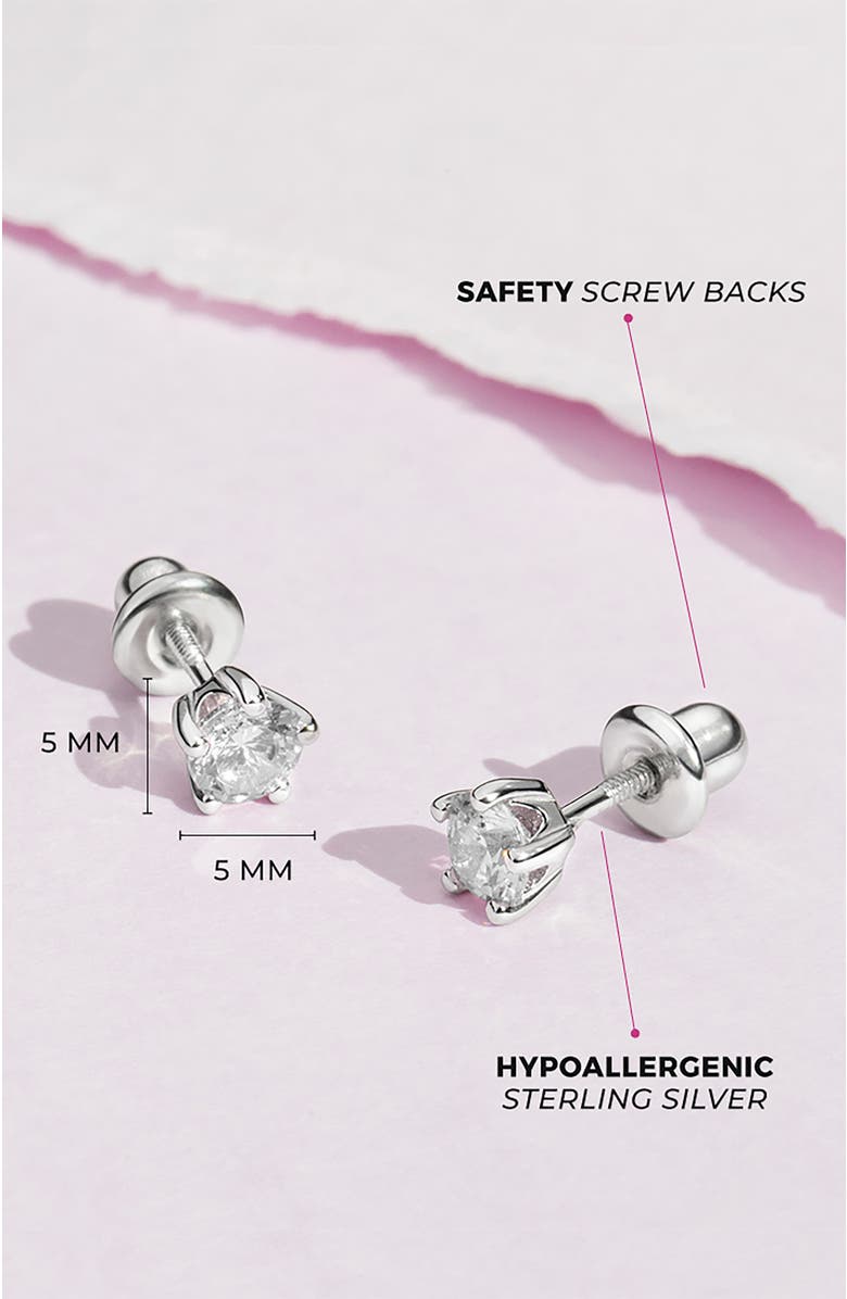 In Season Jewelry Classic Cubic Zirconia Birthstone Solitaire Earrings, Alternate, color, April