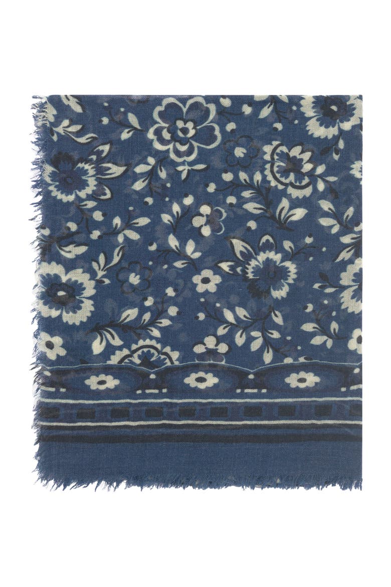 Rosalyn Floral Scarf, Main, color, Indigo