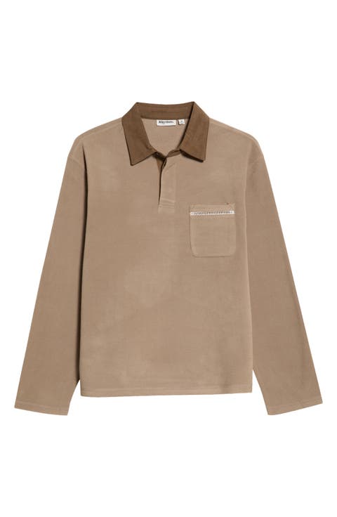 Ladder Stitch Pocket Long Sleeve Polo