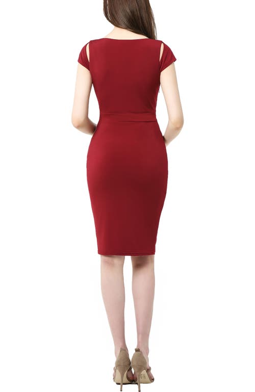 Kimi & Kai Julie Cold Shoulder Maternity Sheath Dress In Red