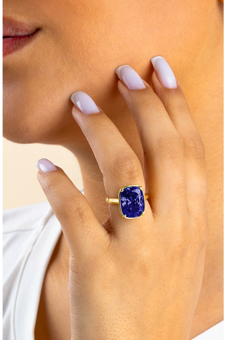 14k Gold Plated Elongated Cushion Stone Ring, Alternate, color, GOLD