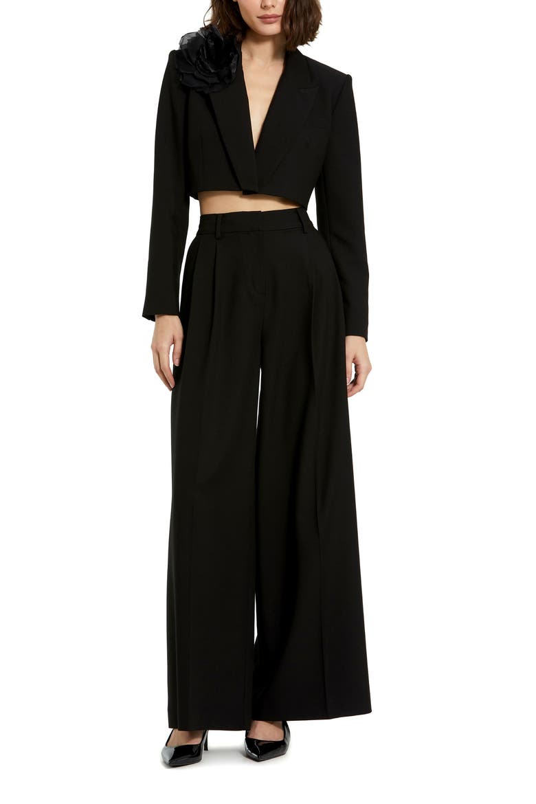 Classic Crepe Wide Leg Work Trousers, Alternate, color, Black