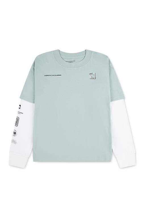 Abercrombie Kids Kids' Racetrack Layered Long Sleeve Graphic T-shirt In Gray