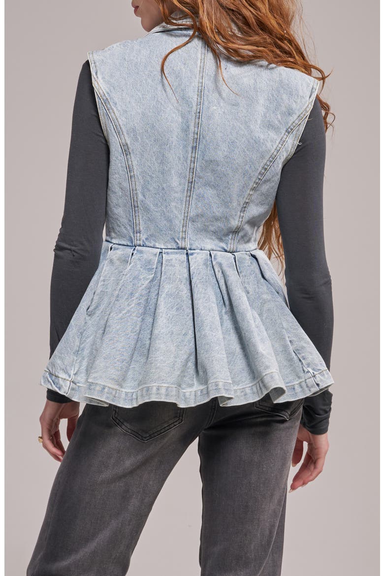 Ryn Denim Peplum Vest, Alternate, color, DENIM