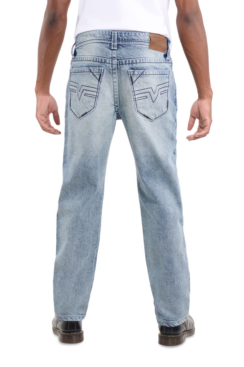 Saddle Stitch Relaxed Straight Leg Jeans, Alternate, color, LIGHT BLUE