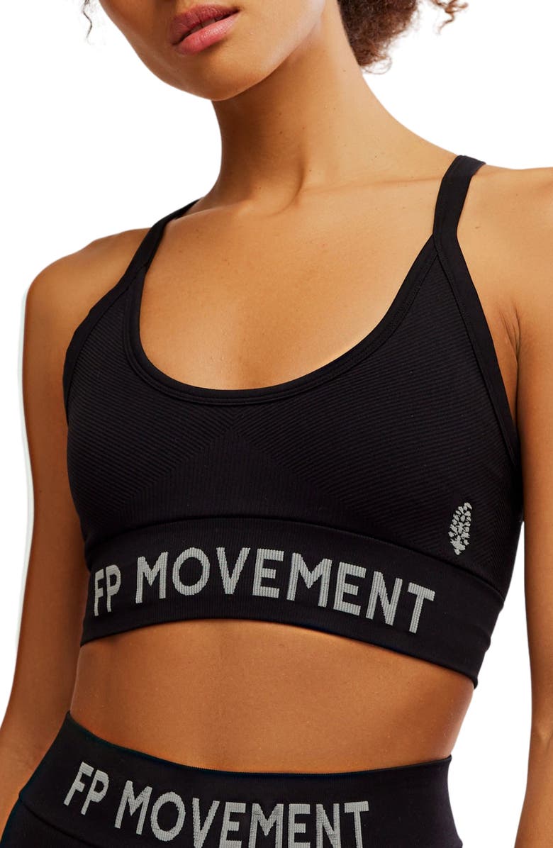 Free People FP Movement Long Haul Logo Sports Bra, Main, color, 