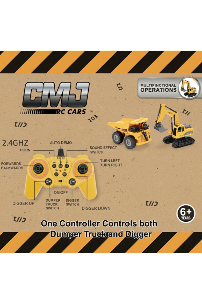 Twin Pack Digger and Dumper - 1/24 Scale Remote Control Vehicle, Alternate, color, Multicolored