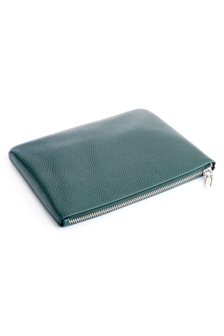 Leather Zip Travel Pouch, Alternate, color, DARK GREEN