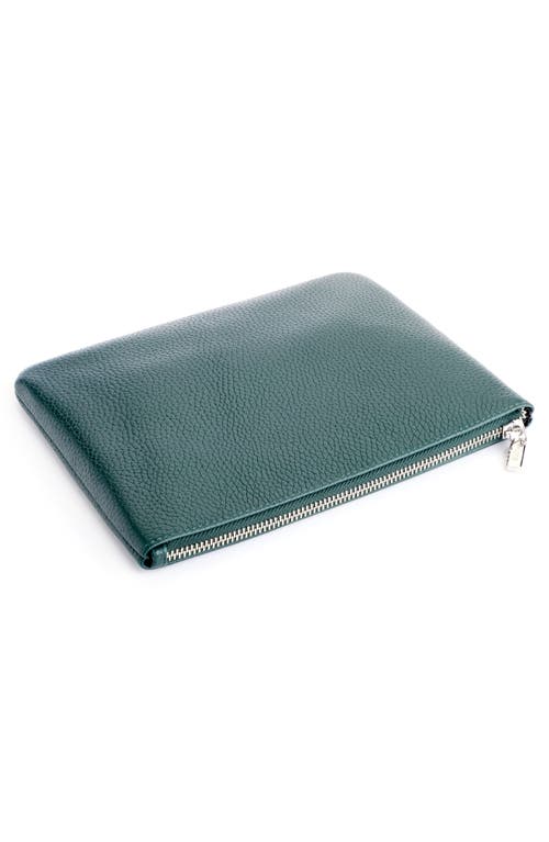 Royce New York Leather Zip Travel Pouch In Dark Green