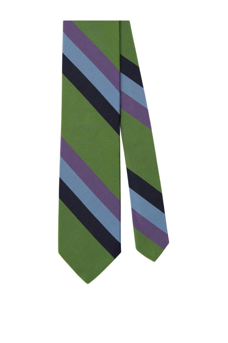 Robert Bold Silk Cotton Stripe Best of Class Necktie, Main, color, Green Multi
