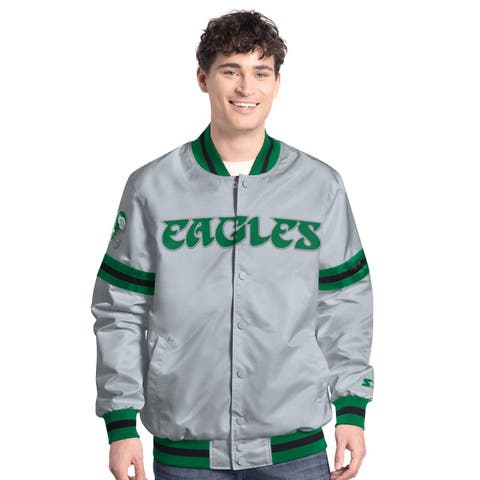 Men's Starter  Gray Philadelphia Eagles Vintage Scout Full-Snap Varsity Jacket