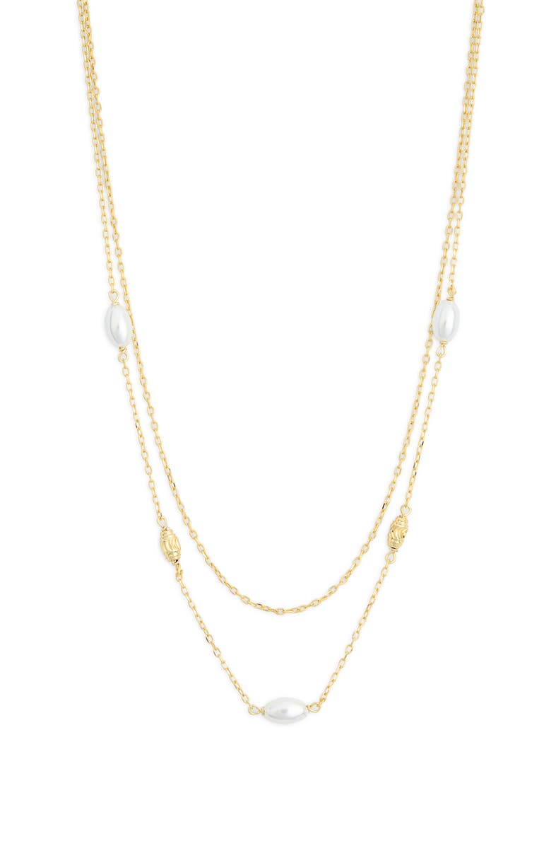 ARGENTO VIVO Freshwater Pearl Station Layered Necklace, Main, color,