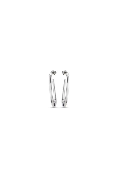 Sterling silver-plated oval hoop earrings