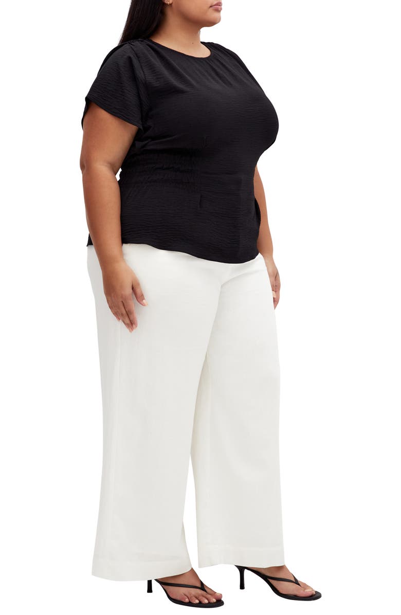 City Chic Cara Peplum Satin Top, Alternate, color, Black