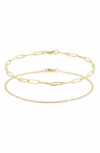 Set of 2 18K Gold Plated Chain Anklets