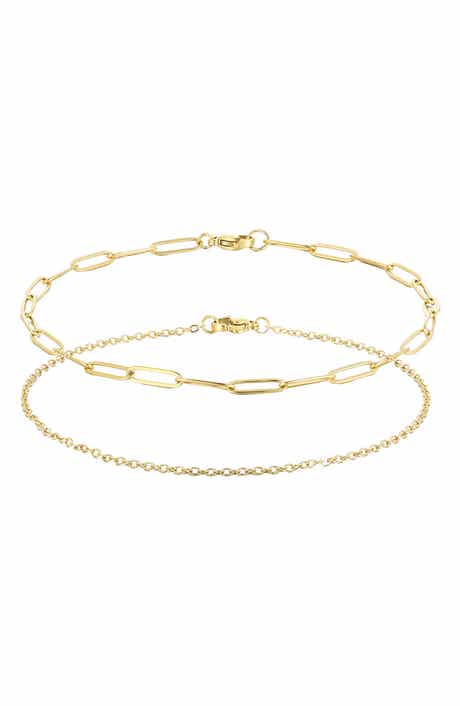 Adornia Set of 2 18K Gold Plated Chain Anklets