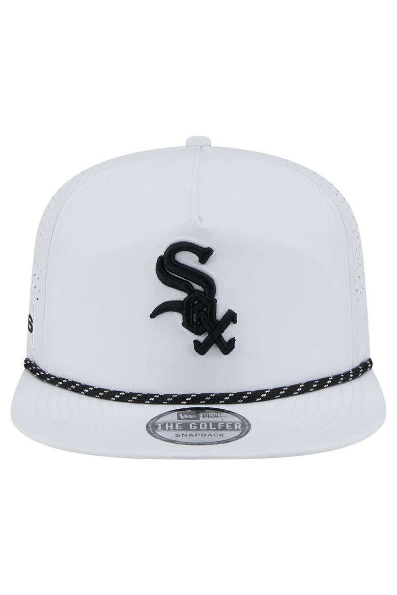 Men's New Era White Chicago White Sox Perforated Golfer Snapback Hat, Alternate, color, White