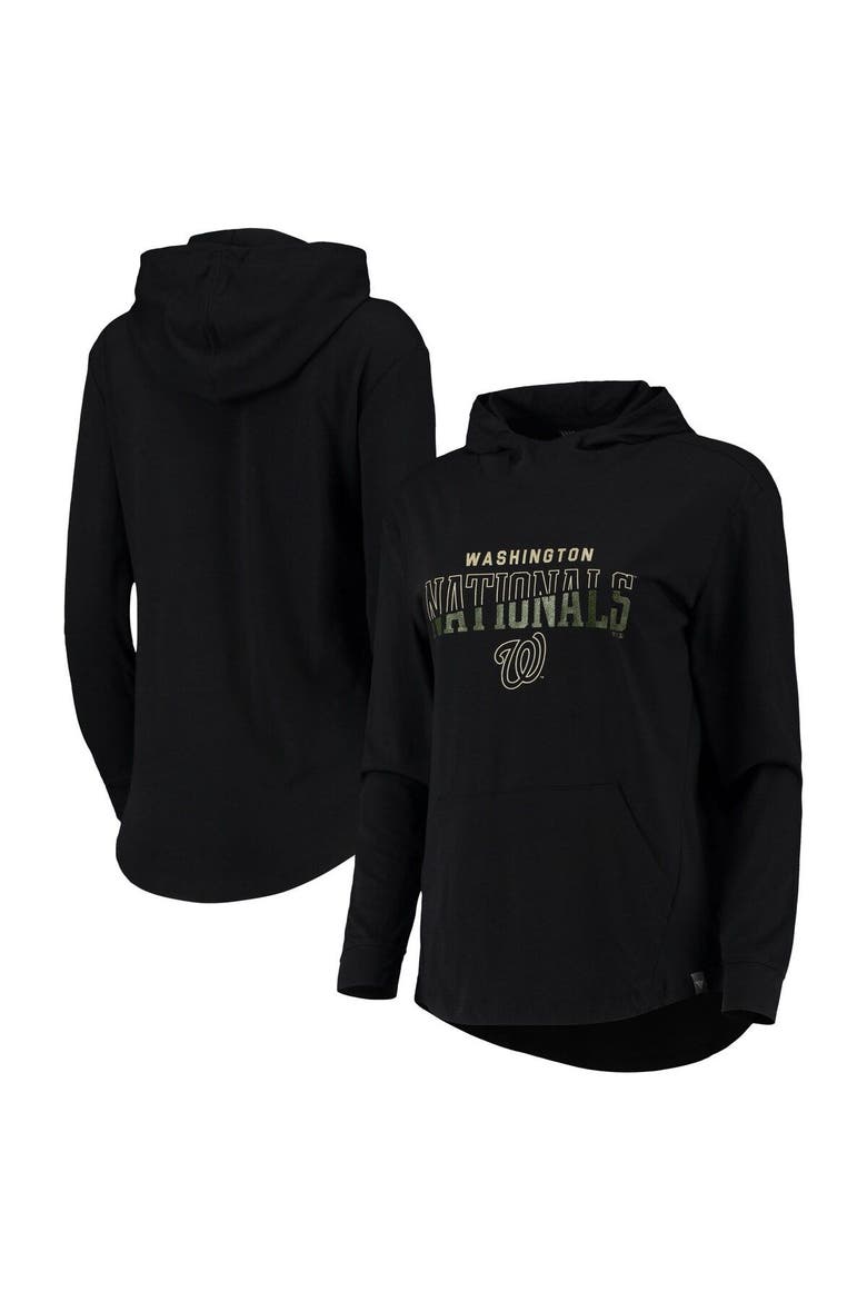Women's Levelwear Black Washington Nationals Vivid Scuba Neck Pullover Hoodie, Main, color, Black