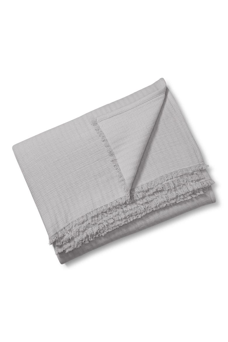 Crinkle Organic Cotton Throw Blanket, Alternate, color, GRAY