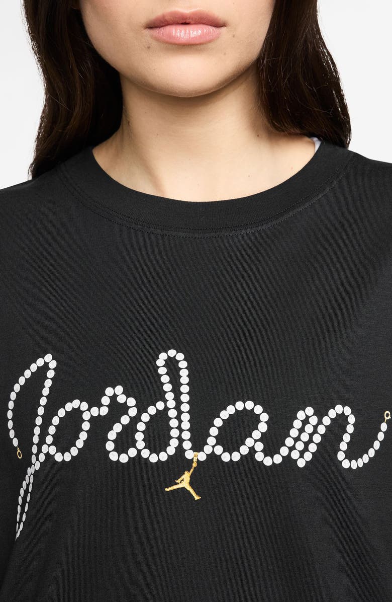 Jordan Logo Cotton Graphic T-Shirt, Alternate, color, Black/ White