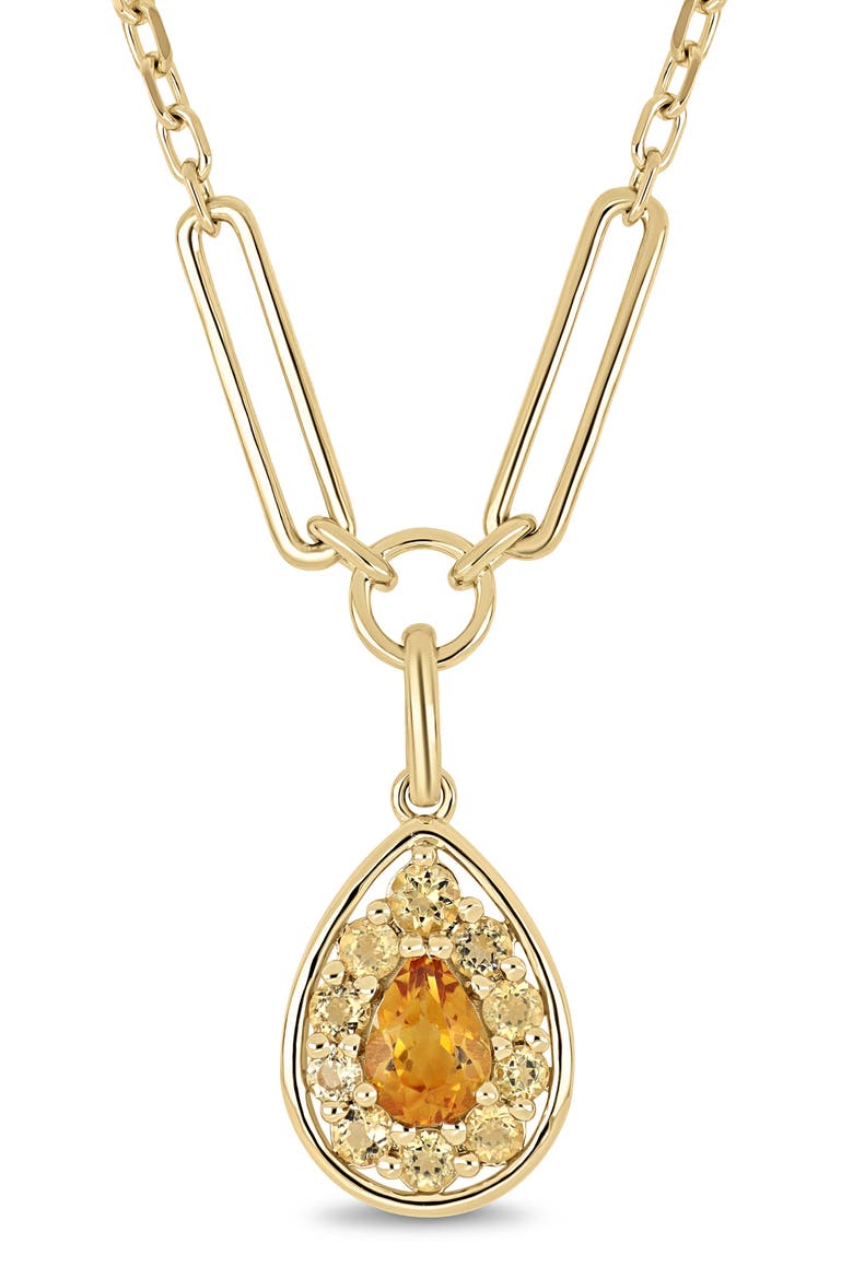 14k Gold Citrine Pendant Necklace, Alternate, color, 14KY