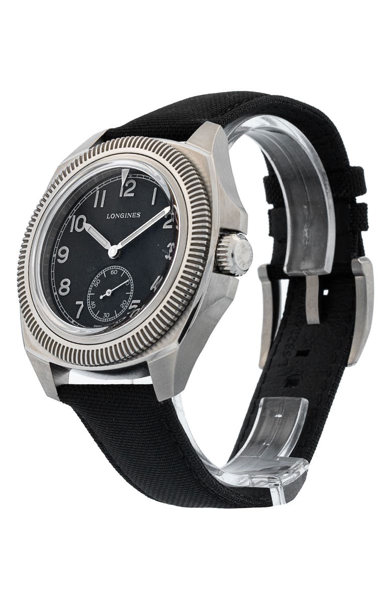 Watchfinder & Co. Longines Preowned 2024 Heritage Avignation L2.838.1.53.2 Leather Strap Watch, 43mm, Alternate, color, Black