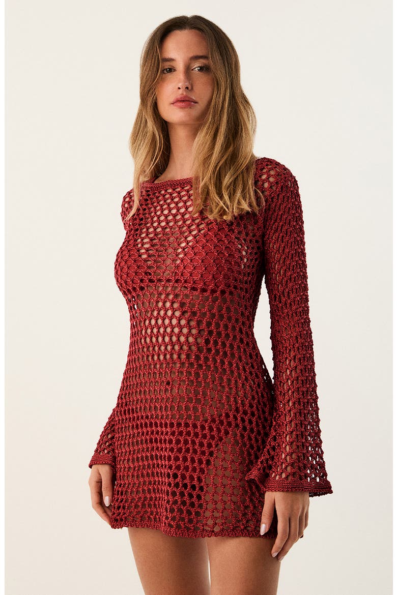 Belle Cotton Cover-Up Dress, Alternate, color, RED