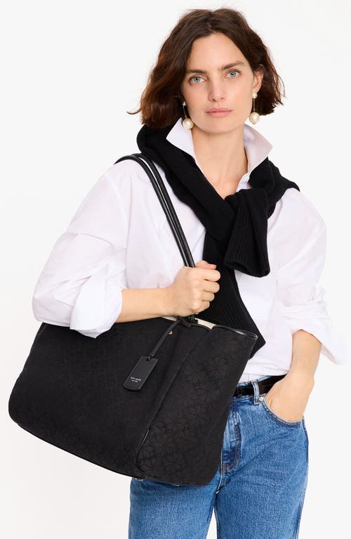Kate Spade New York Spade Flower Jacquard Large Everything Tote In Black Multi.