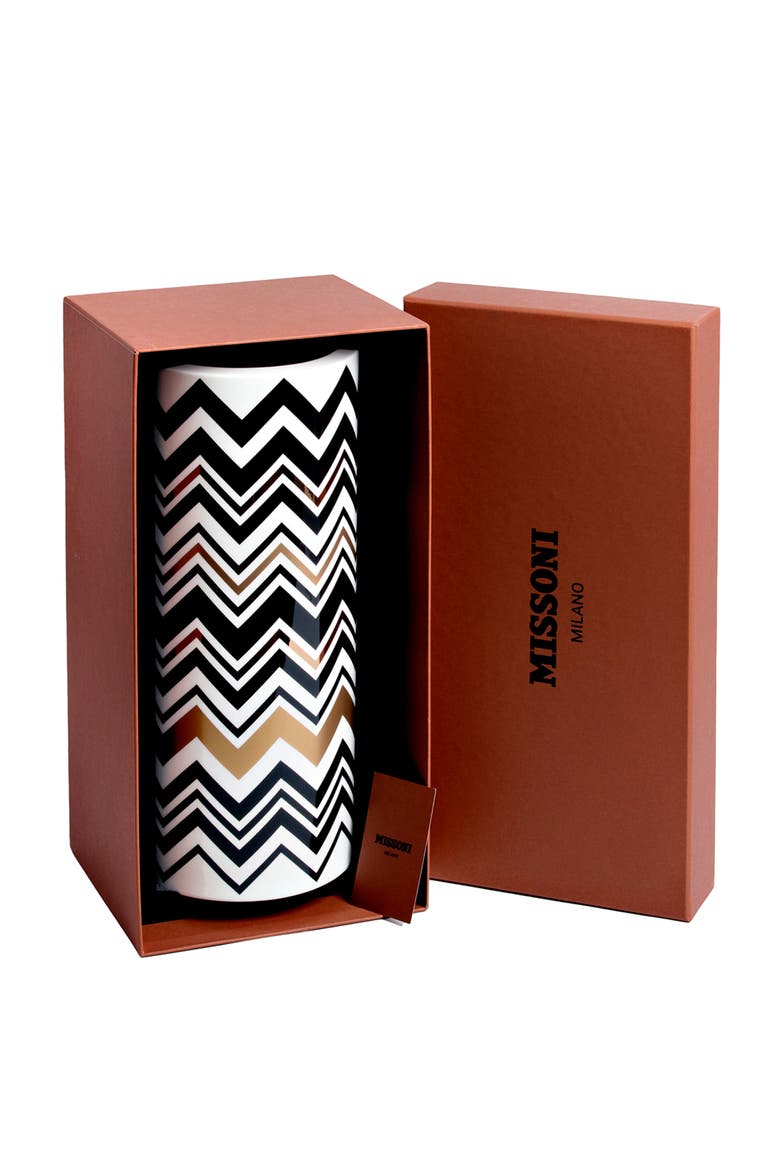 High Vase ZIG ZAG  Gold diam. 6.3", H 14", Alternate, color, Multicolor
