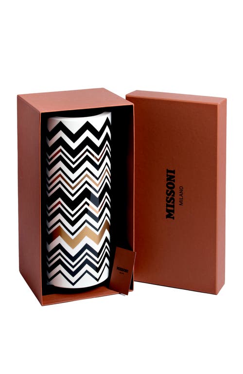 Missoni Home Tableware High Vase Zig Zag Gold Diam. 6.3", H 14"