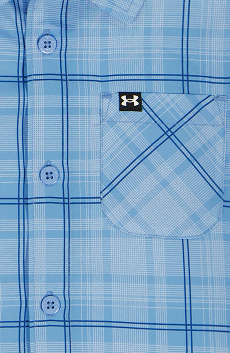 Under Armour Kids' Plaid Button-Up Shirt & Shorts Set, Alternate, color, Horizon Blue