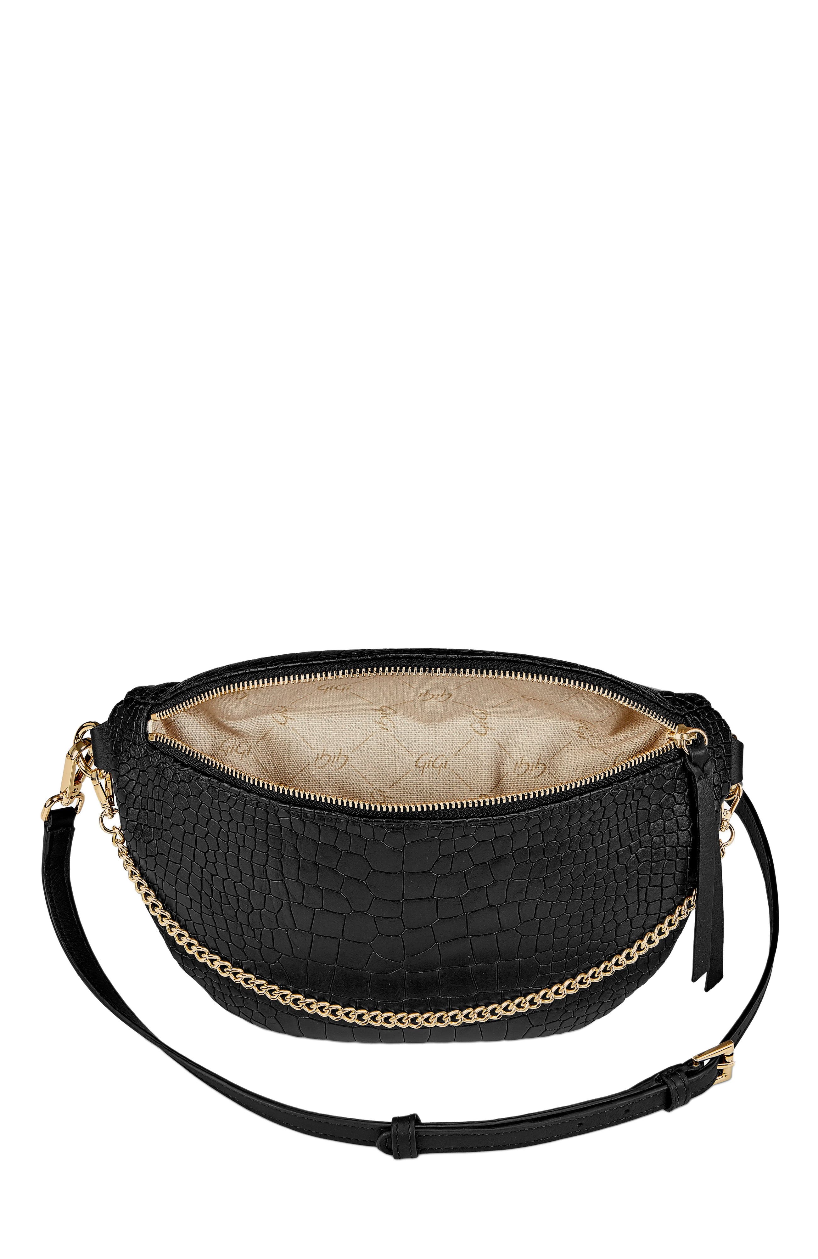 GiGi New York Beck Sling Bag, Alternate, color, Black Embossed Croc