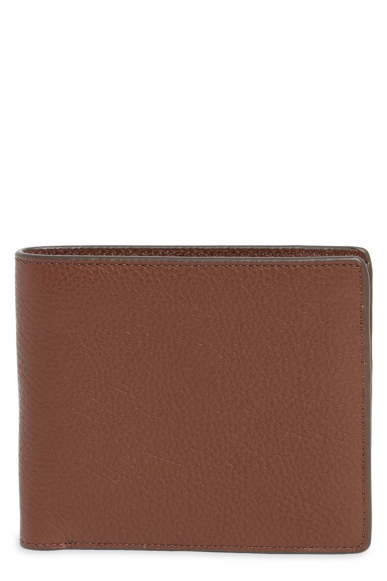 Slim Pebble Leather Bifold Wallet, Main, color, CHESTNUT