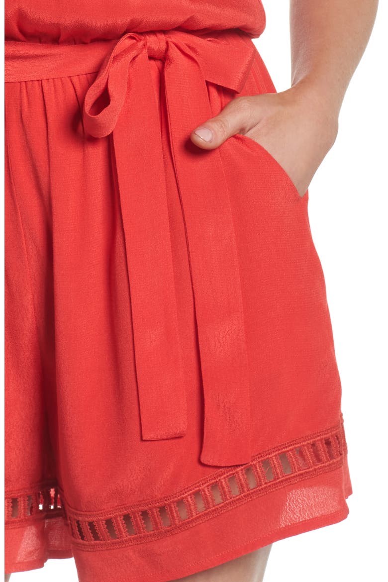 Lace Inset Romper, Alternate, color, RED
