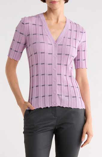 Plaited Stripe Cashmere Rib Cardigan