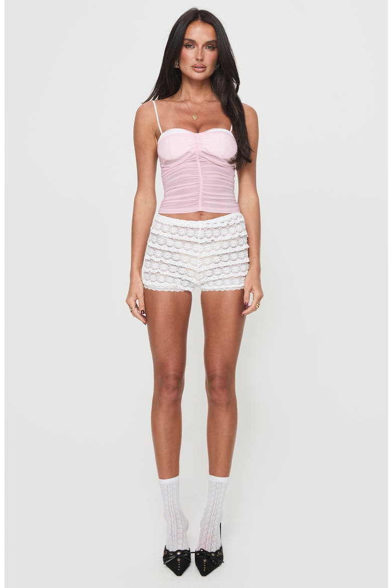 Angelis Lace Shorts, Alternate, color, WHITE