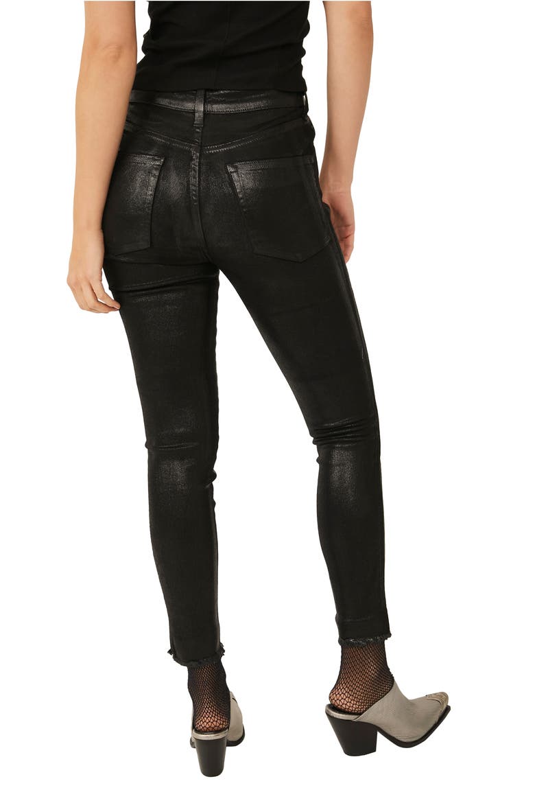 High Waist Coated Jeans, Alternate, color, COATED BLACK