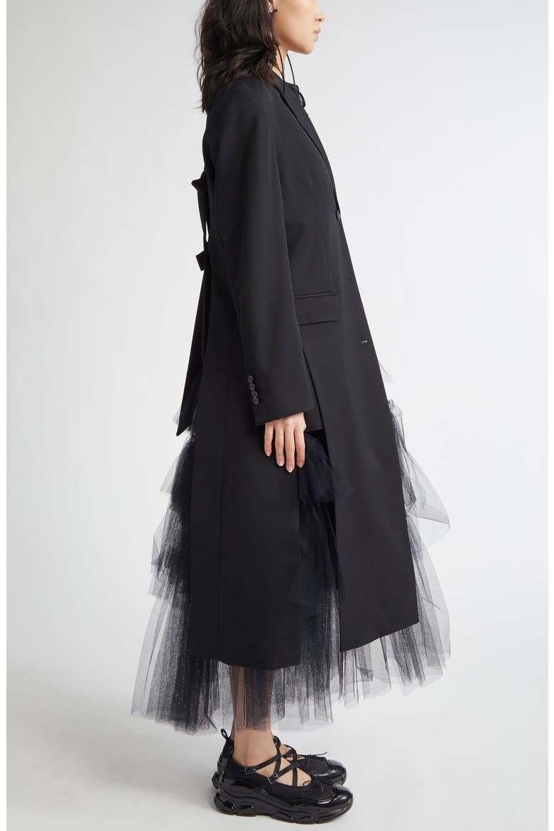 Cutout Bow Detail Worsted Coat, Alternate, color, BLACK