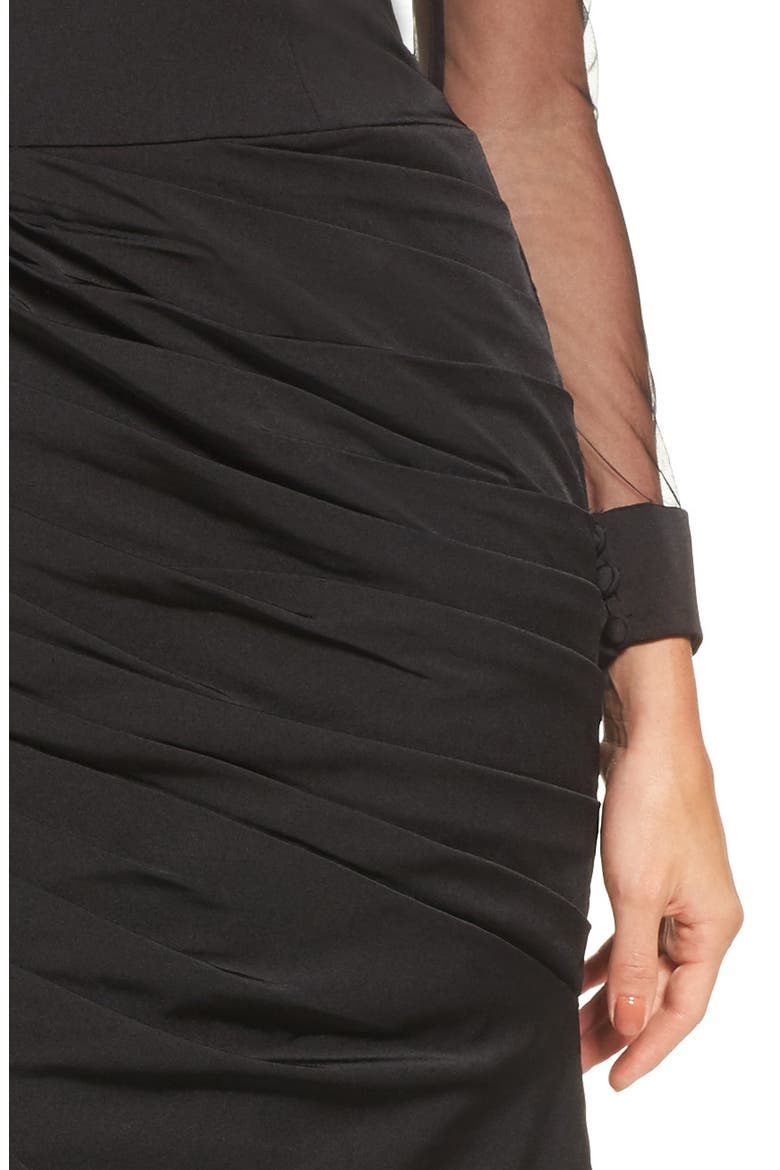 Sheer Sleeve Gown, Alternate, color, BLACK
