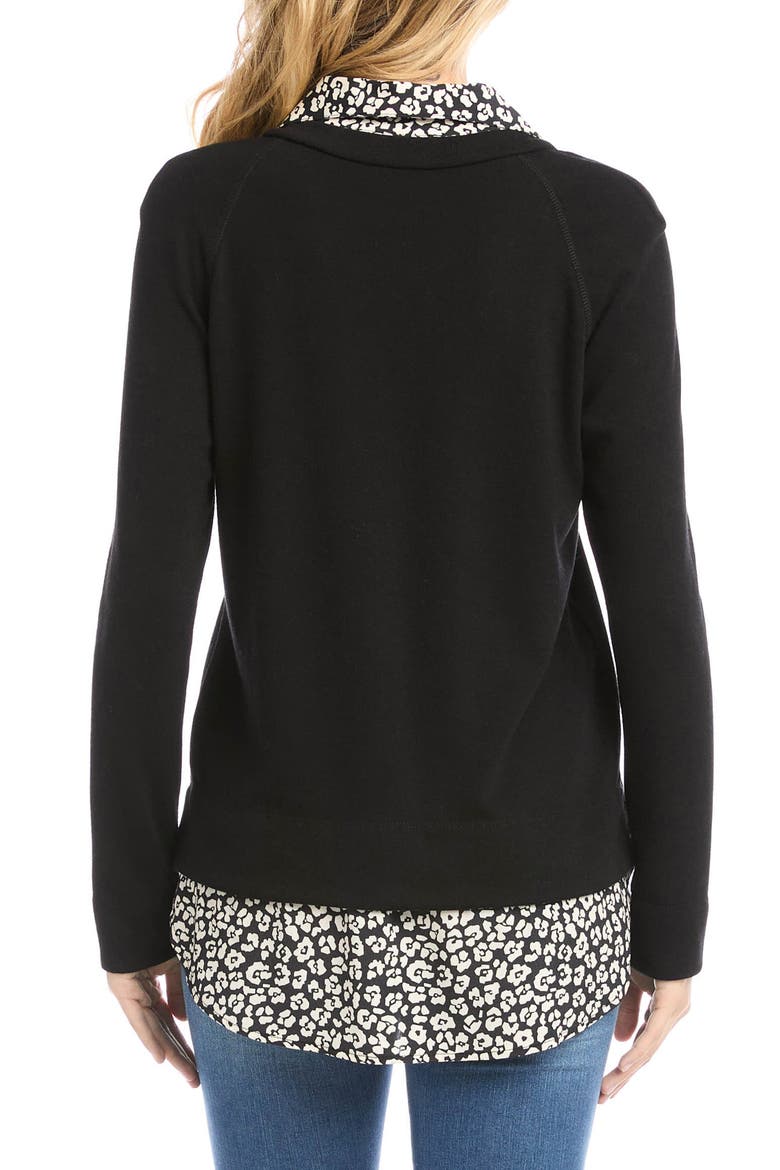 Layered Leopard Twofer Sweater, Alternate, color, BLACK