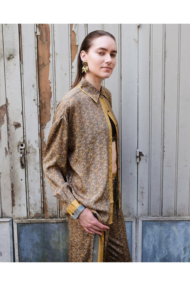 Paisley Motif Long Sleeve Shirt, Alternate, color, Mustard