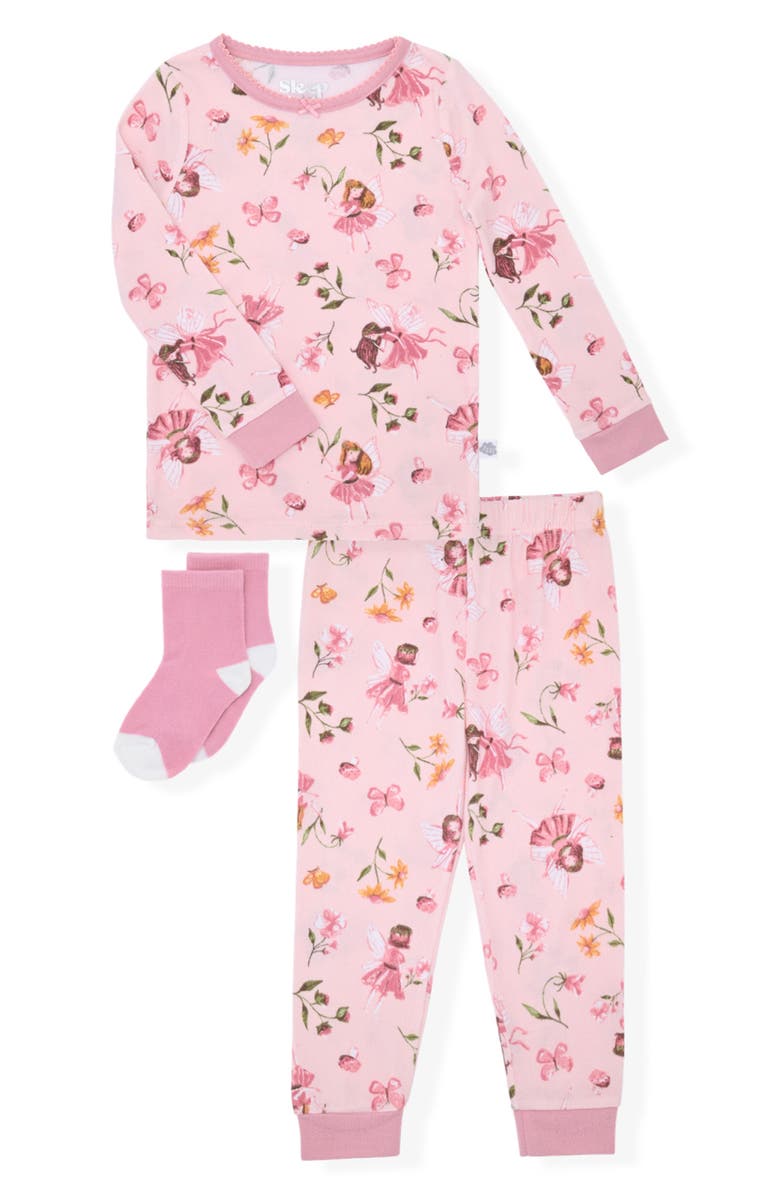 SLEEP ON IT Kids' Fairy Two-Piece Pajamas & Socks Set, Main, color, Pink
