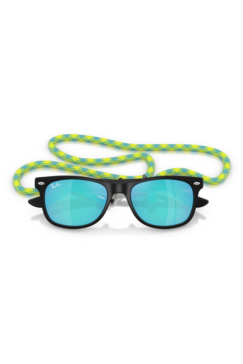 Kids' Junior Wayfarer 50mm Gradient Square Sunglasses, Alternate, color, RUBBER BLACK/ TURQUOISE