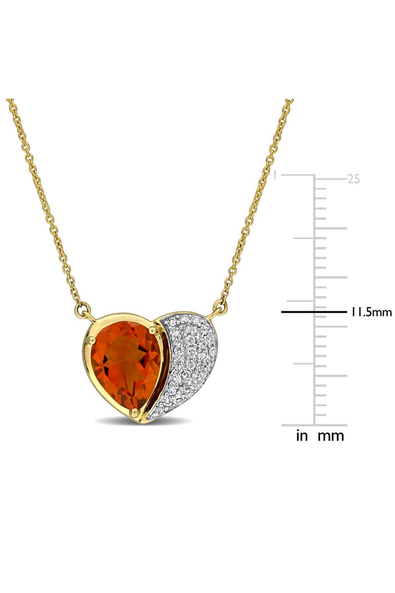Gemstone & Diamond Heart Necklace 10K, Alternate, color, Citrine