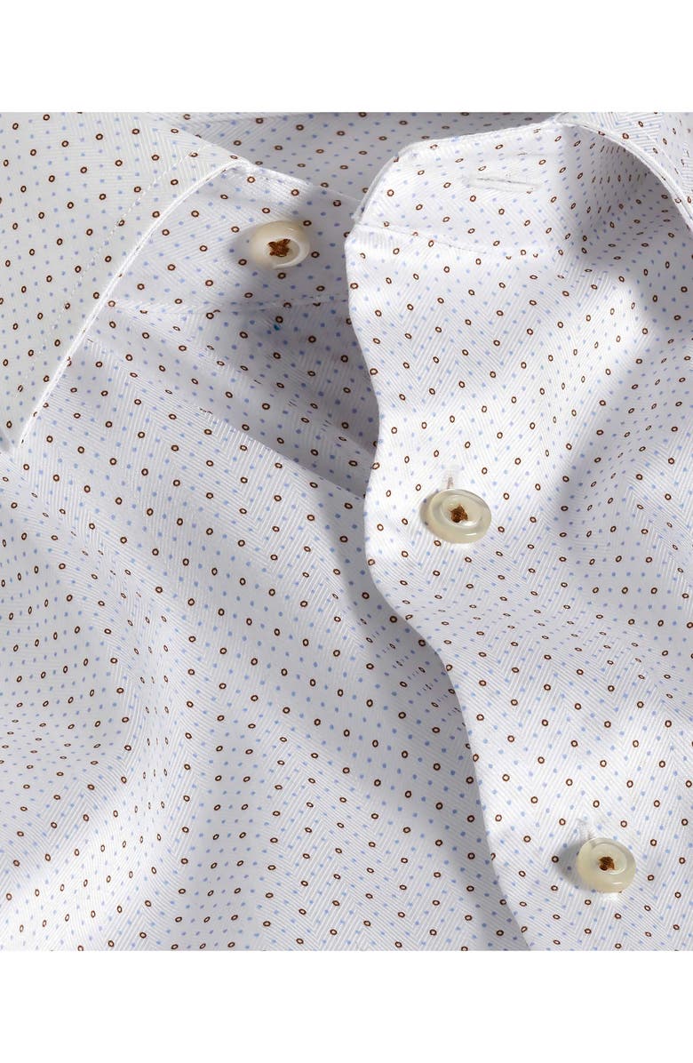 David Donahue Trim Fit Cotton Dress Shirt, Alternate, color, White/ Chocolate