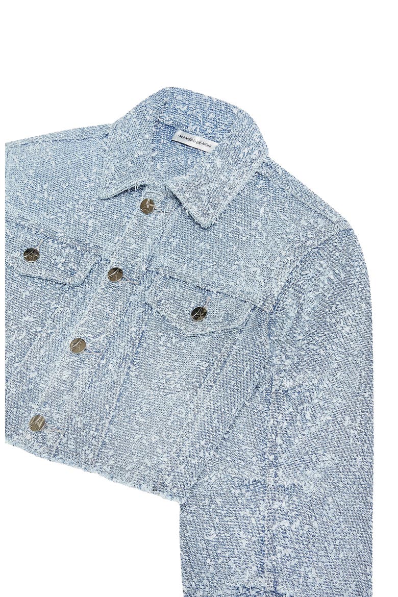 Catherine Cropped Boucle Denim Jacket, Alternate, color, Mid Blue